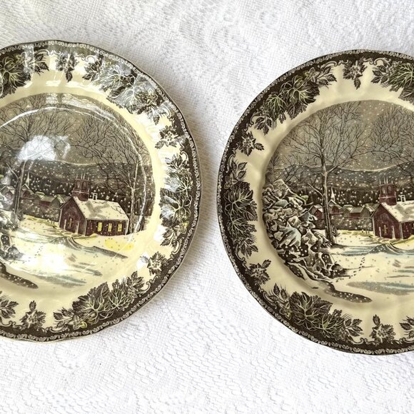JOHNSON BROTHERS “The Friendly Village” Dinner Plate-Set of 2, England 1883, NEW - Picture 1 of 6